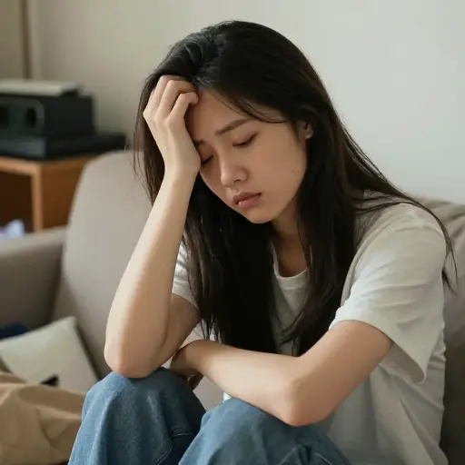 她因极度疲劳而感到不适。
