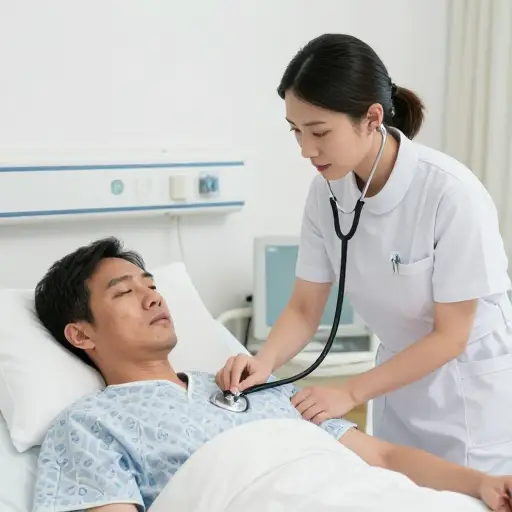 护士检查了病人的呼吸和脉搏速率。