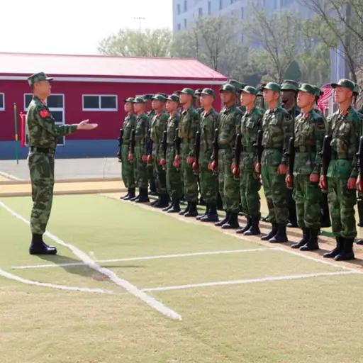 新兵们正在进行为期三个月的军事训练。