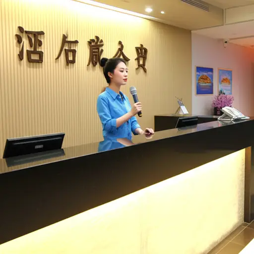 酒店前台通过广播系统寻呼那位遗失钱包的客人。
