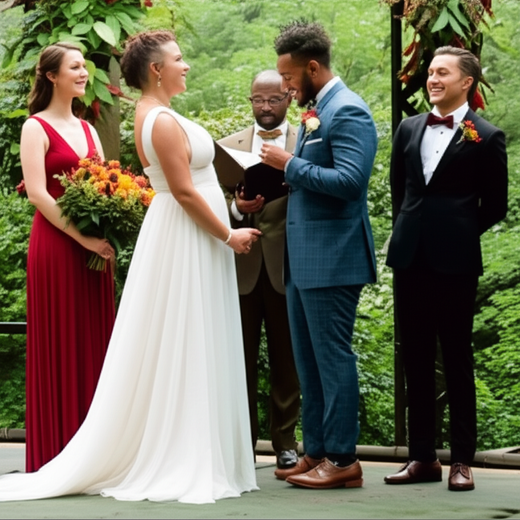 他们在户外举行婚礼。