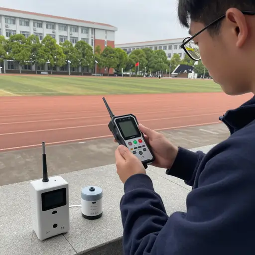 他们在学校周围进行了空气质量测量。