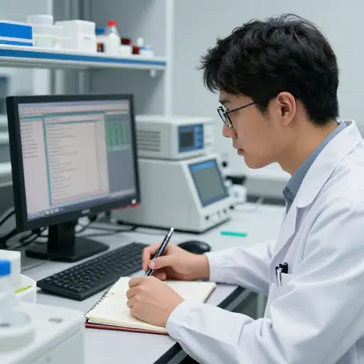 科学家仔细记录了实验中的所有数据。