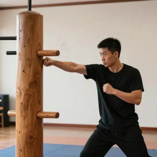 当他击打木人桩时，你能感受到强烈的冲击震动。