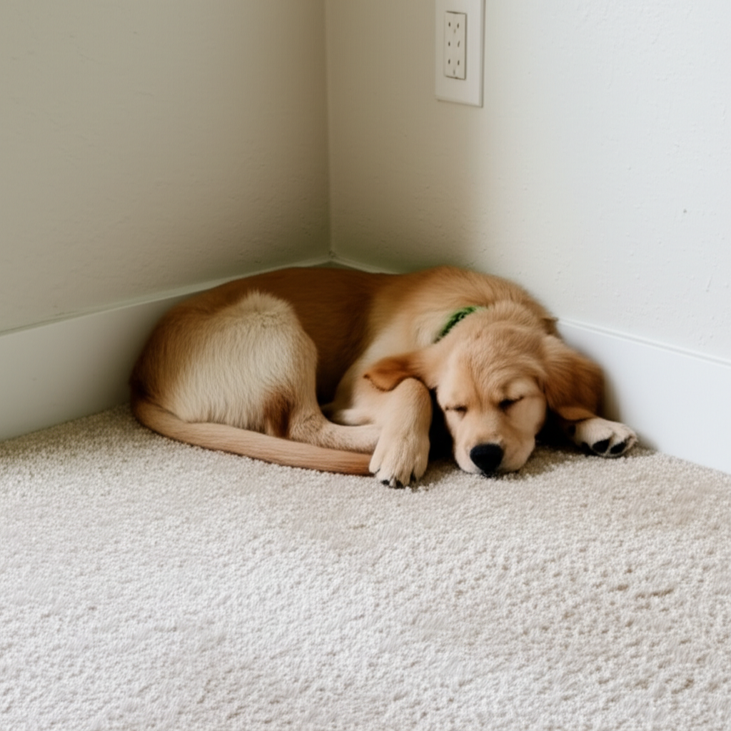 它是一只可爱的金毛寻回犬。