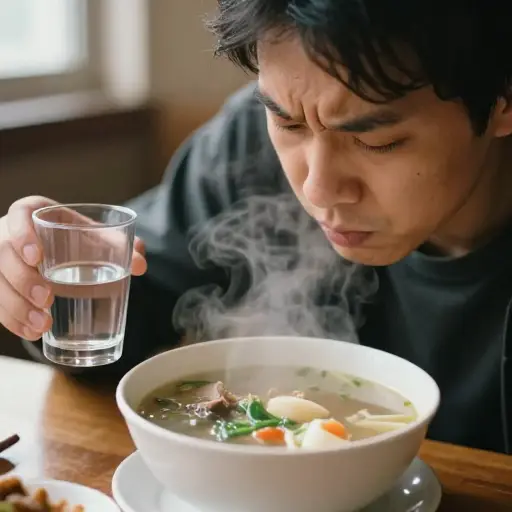 这汤有点咸，让我觉得有点渴。