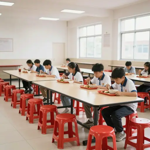 我们通常在学校食堂吃午饭。