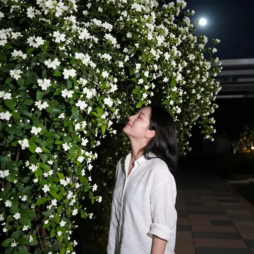 花园里弥漫着晚风中飘来的茉莉花的芬芳。