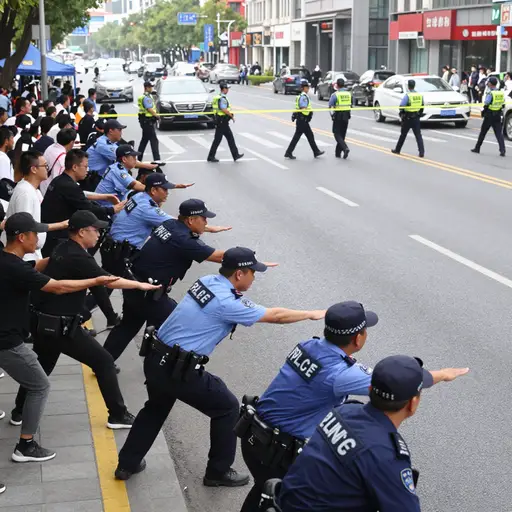 警察努力让抗议者远离主干道。