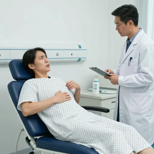 患者在检查期间表现出异常行为。