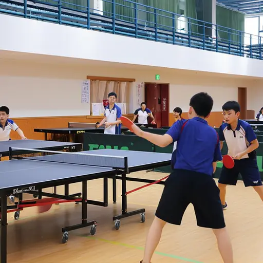 我们经常在学校打乒乓球。