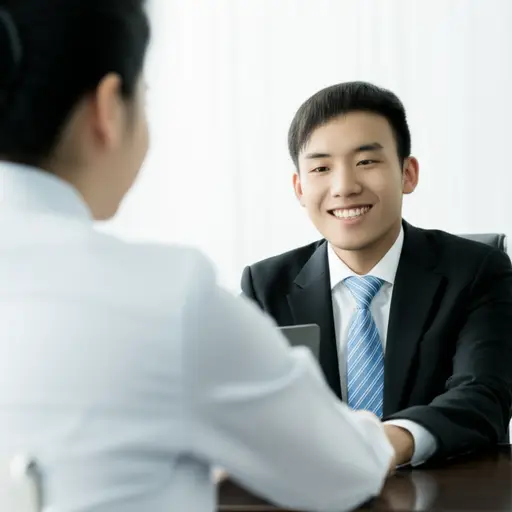他轻松自如地通过了面试。