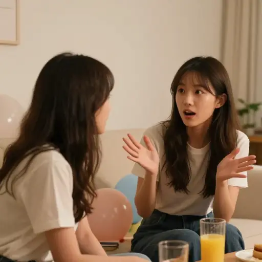 她问我派对上发生了什么。