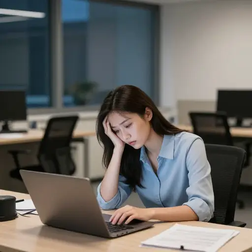 在办公室里连续工作了十二个小时后，她终于关上电脑回家了。