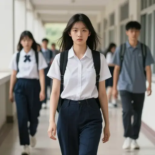 她从我身边快步走过走廊，一副目中无人的样子。
