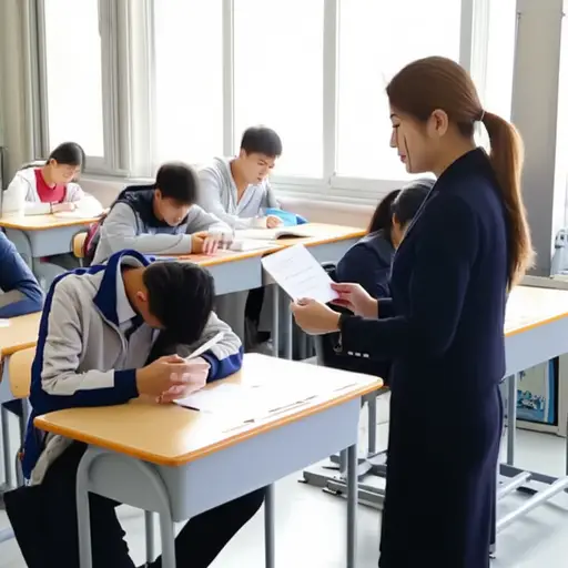 他在考试中作弊被抓了。