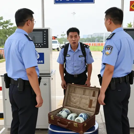 海关抓获了一名试图走私古董的走私者。