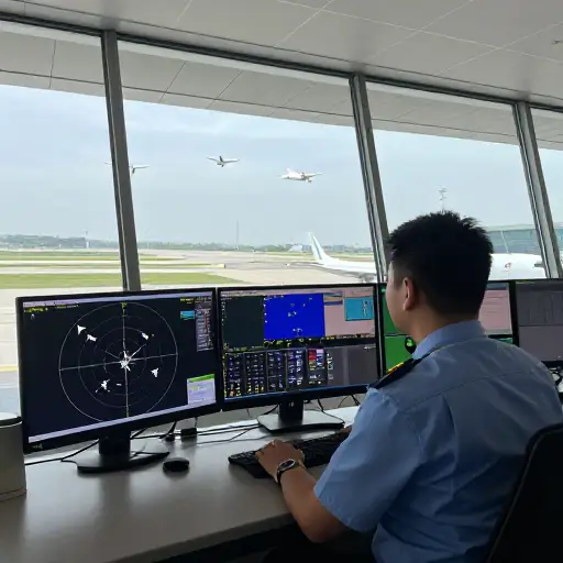 空中交通管制员保障天空的安全。