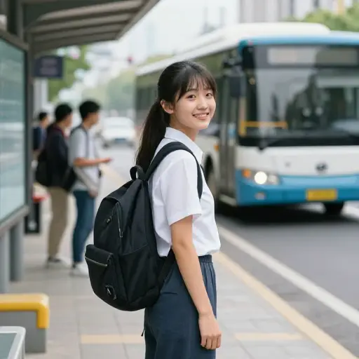 我喜欢乘坐公共交通去上学。