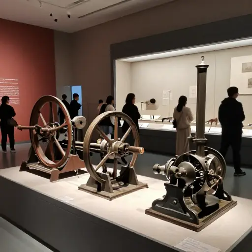 博物馆的展品中有许多过时的机器，没能给游客留下深刻印象。