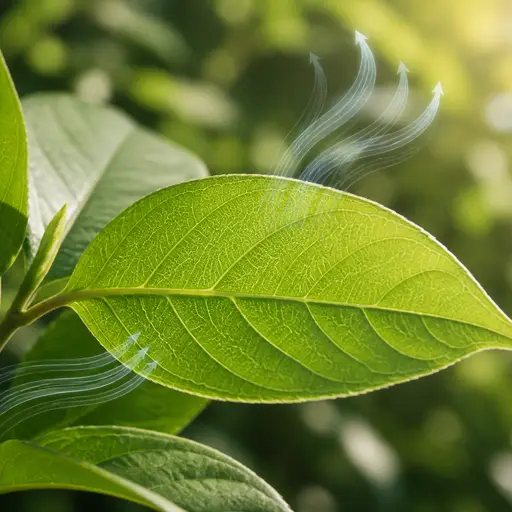 植物通过光合作用吸收二氧化碳并释放氧气。