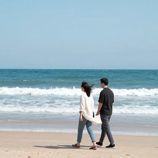 海面吹来一阵清爽的微风，让我们在沿海岸走了很长一段路后凉快下来。