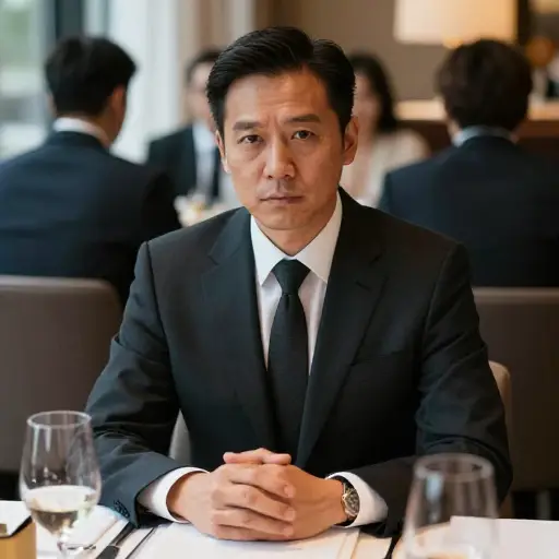 在正式晚宴上，他的举止总是相当拘谨。