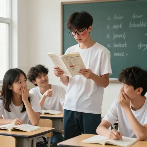 同学们总爱取笑他奇怪的发音。