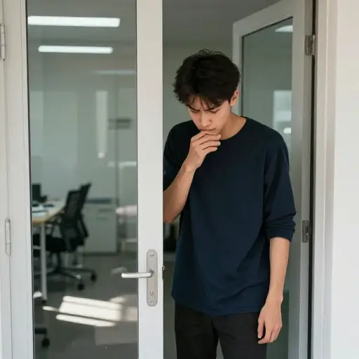 他怀着忐忑不安的心情走进了面试室。