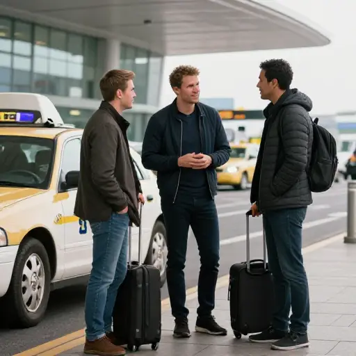 他们聊了一会儿，因为马尔科姆得等机场出租车。
