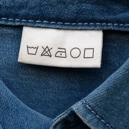 洗涤说明应该在标签上。