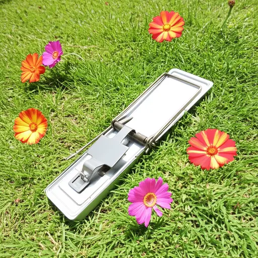 他们在花园里放了一个捕鼠器来抓老鼠。
