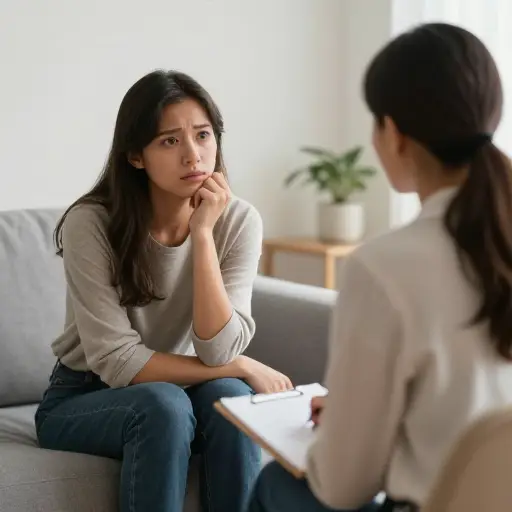 她决定咨询心理健康治疗师来处理她的焦虑。
