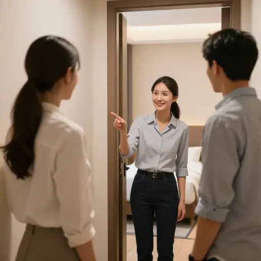 她向他们保证房间已经准备好了。