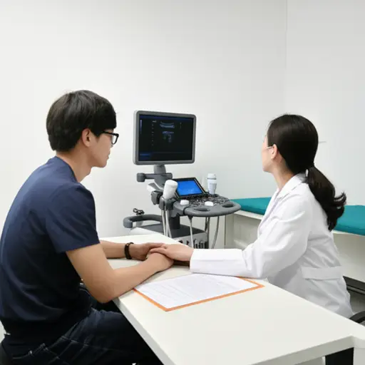 医生建议他做腹部超声检查以检查肝脏情况。