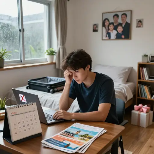 我父母本来打算来看我，但他们的航班取消了。