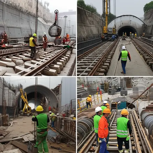 这些工人正在修建新的地铁线路。