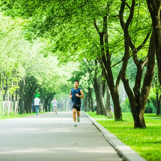 那位跑步者每天早晨都会在公园里跑五公里。