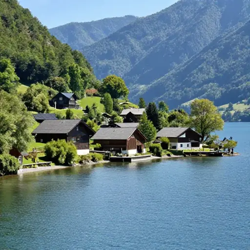 我们住在一个湖边风景如画的小村庄里。