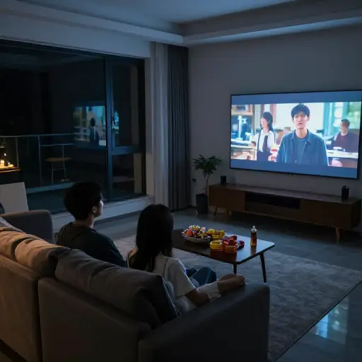 我们熬夜看了一部电影。