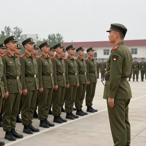 士兵们受一位严厉的军士长指挥。