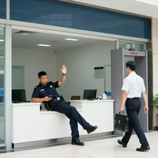 保安草草地瞥了一眼我的证件就挥手让我过去了，根本没有认真检查。