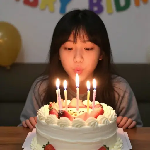 吹灭生日蛋糕上的蜡烛是一种习俗。