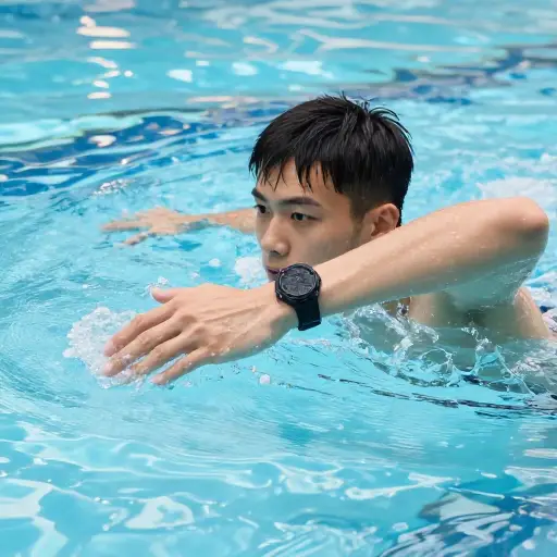 我的新手表完全防水，所以我可以戴着它游泳。