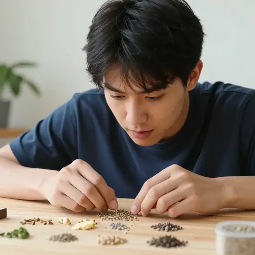 他对不同种类的种子很着迷。
