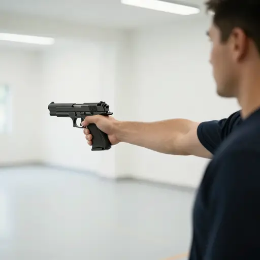 他手里拿着一支手枪。