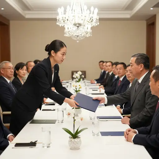 这位年轻外交官在紧张谈判中得体的举止受到了赞扬。