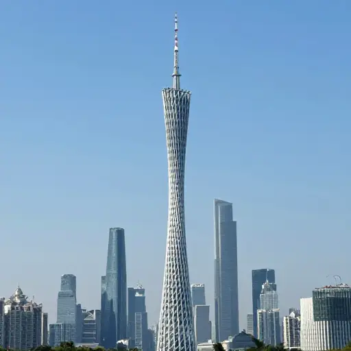 建筑师设计了一座塔楼，其映衬在天际线上的轮廓异常纤细。