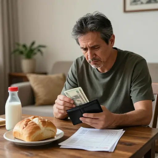 托尼的工资仅够支付家庭的基本必需品。