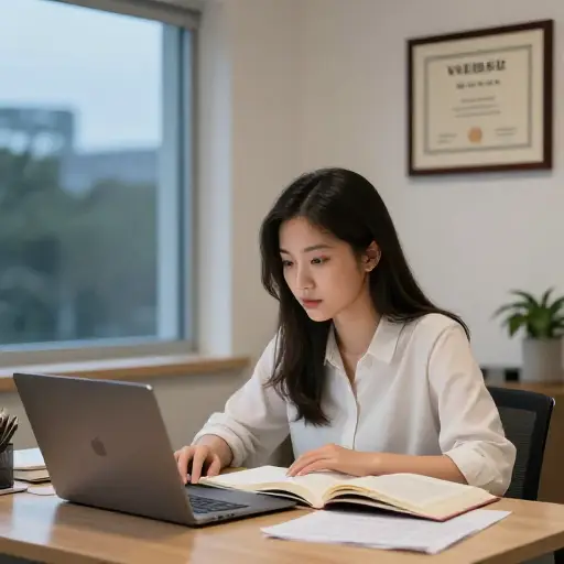 她完全打算按时完成她的学位。